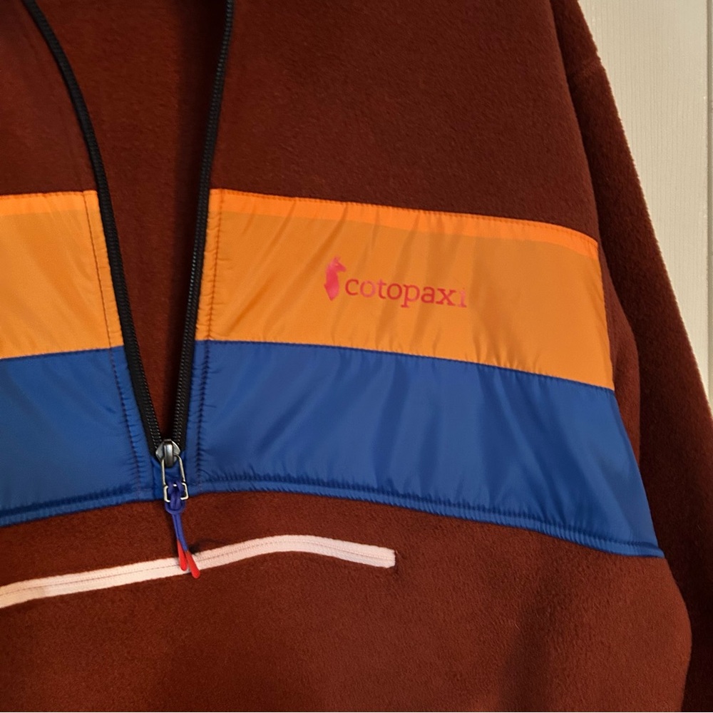 Cotopaxi 3/4 Quarter Zip Pullover with Orange and Blue Stripes - Picture 3 of 4